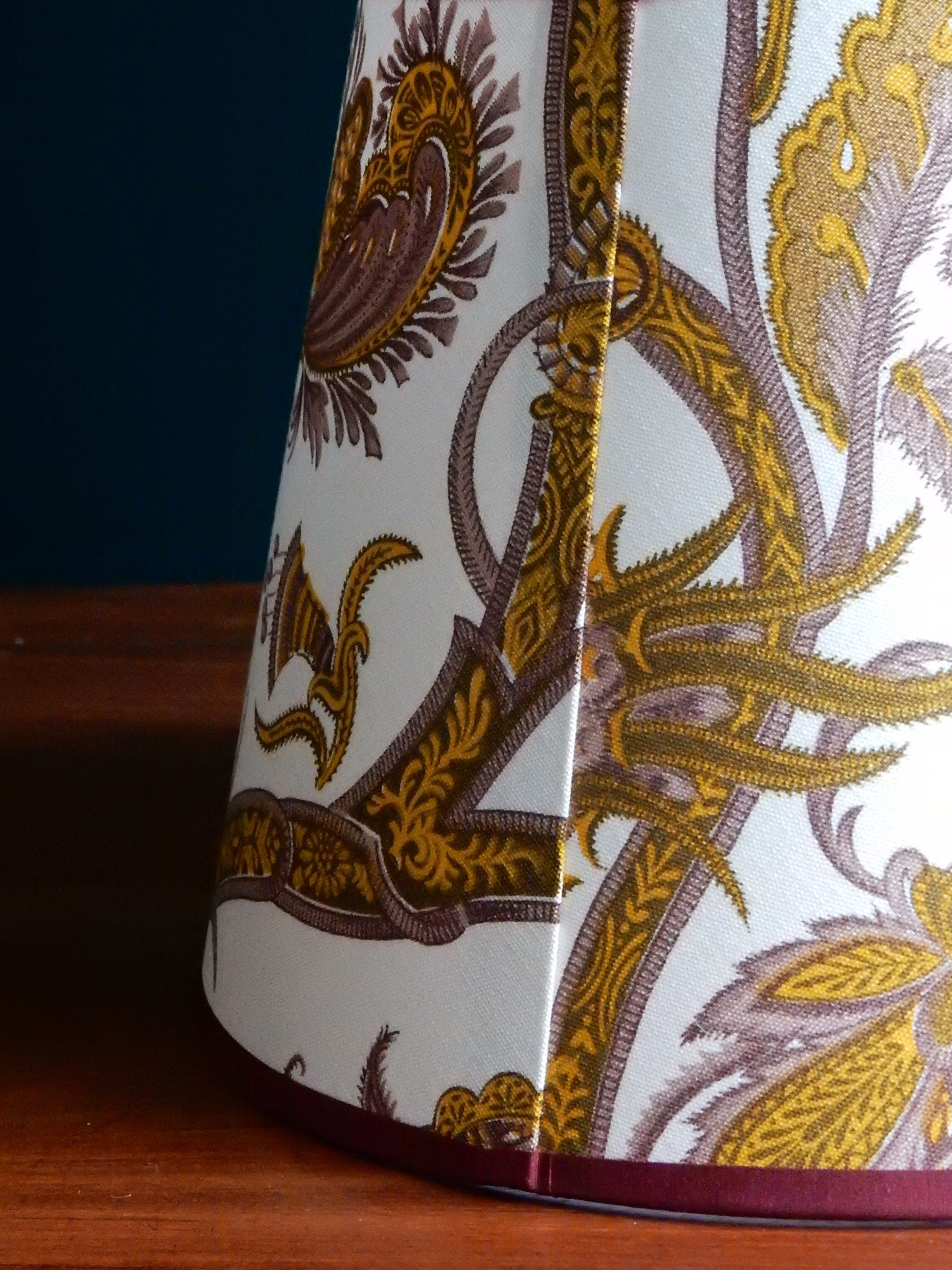 Conical lampshade vintage fabric Boussac Romanex