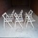 Set of 6 White Wooden Folding Chairs Vintage Scandinavian Style 1980s