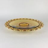 Amber Glass Bowl by Rudolf Schrotter for Rudolfova Hut Glassworks 1940's, Czechoslovakia