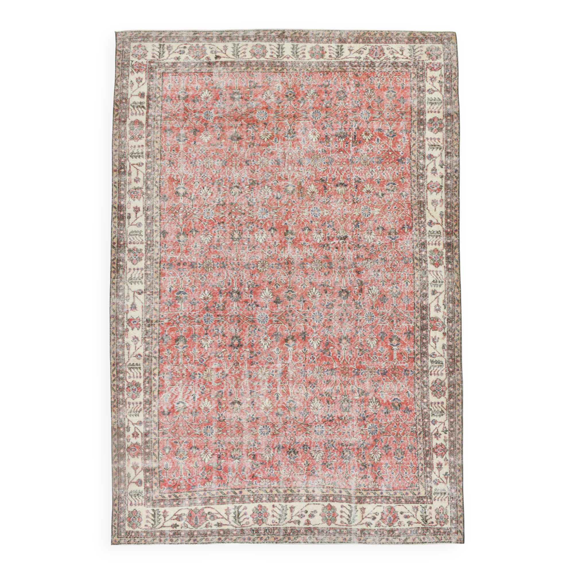 7x10 Pale Red Beige Turkish Area Rug, 209x308Cm SK 21028