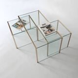 3 nesting coffee tables in glass and gilded metal, 1950-1970