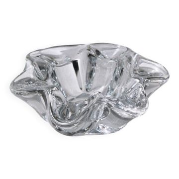 Cendrier / Vide-poche en cristal signé Art Vannes - Modèle Corolle - V