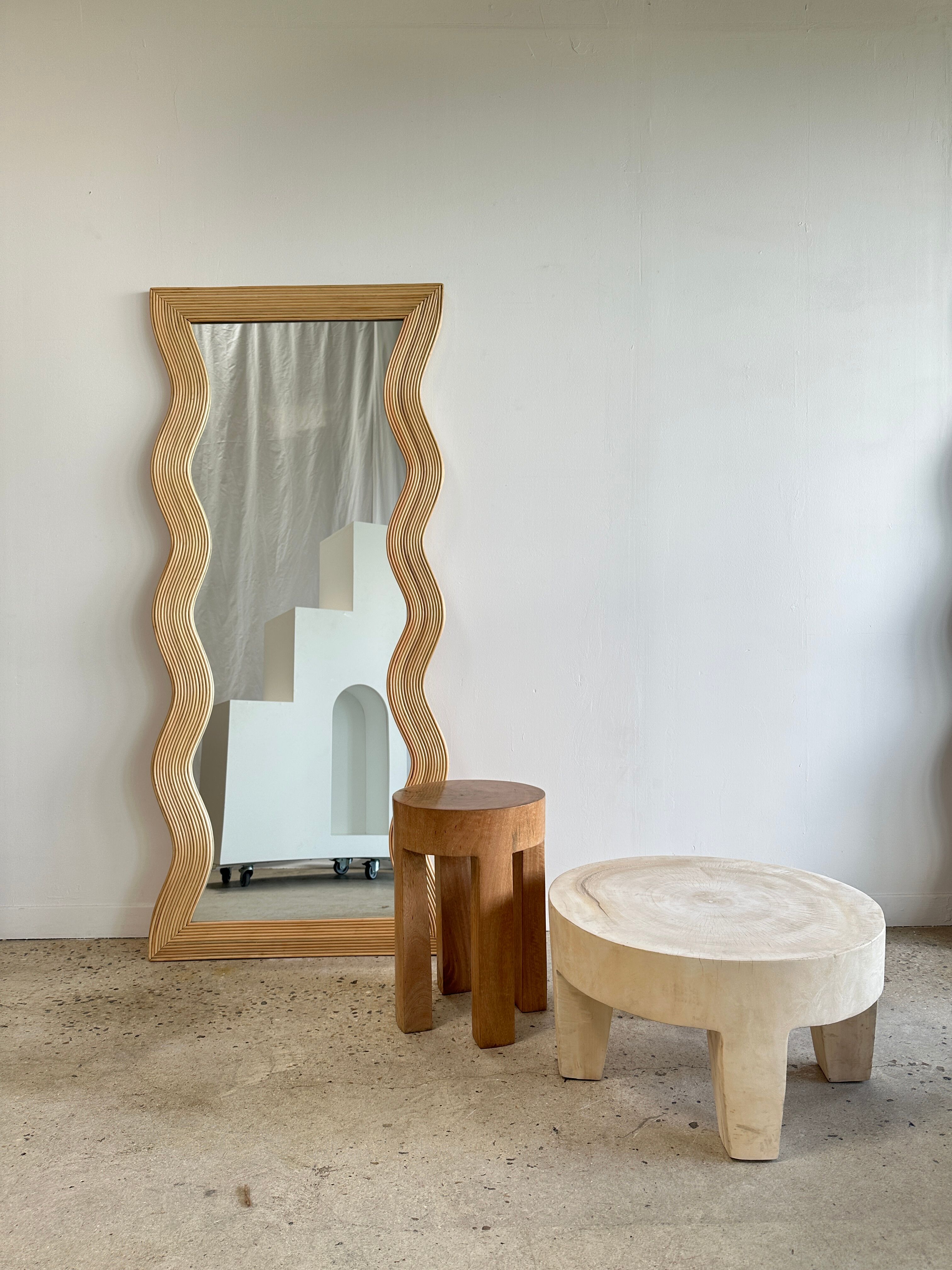 Zigzag rattan foot mirror H:182cm