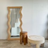 Zigzag rattan foot mirror H:182cm