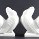 Manufacture de saint-clément, 1930s, pair of bookends figuring pigeons.