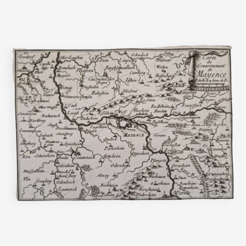 17th century copper engraving "Map of the government of Mainz" By Pontault de Beaulieu