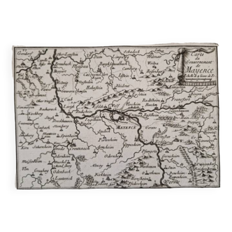 Gravure sur cuivre XVIIème siècle "Carte du gouvernement de Mayence" Par Pontault de Beaulieu