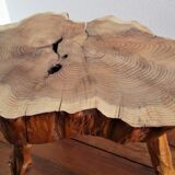 Coffee table solid wood tripod vintage folk art