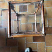 Table d’appoint en bambou et verre, années 70