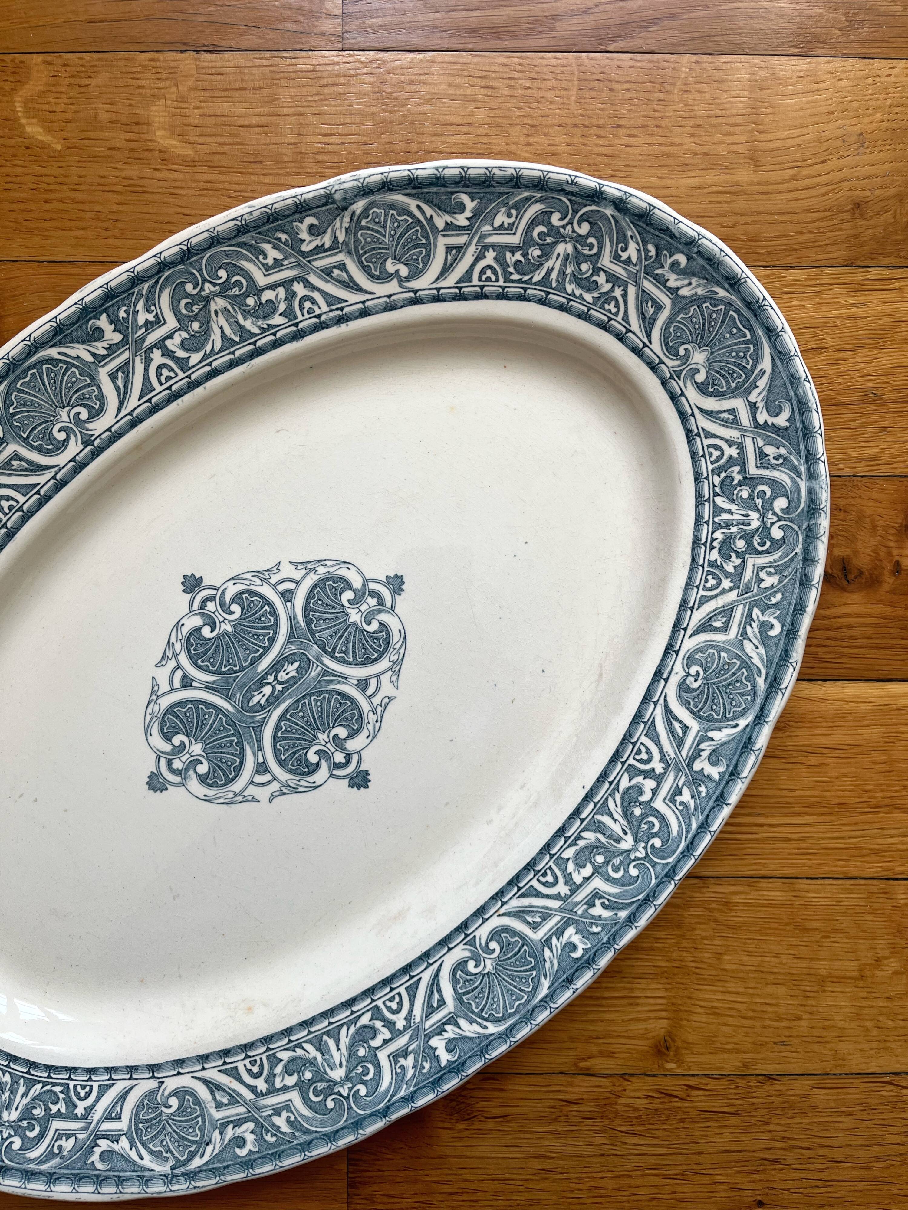 Oval ironstone dish, Henri II, Creil and Montereau, late 19th century