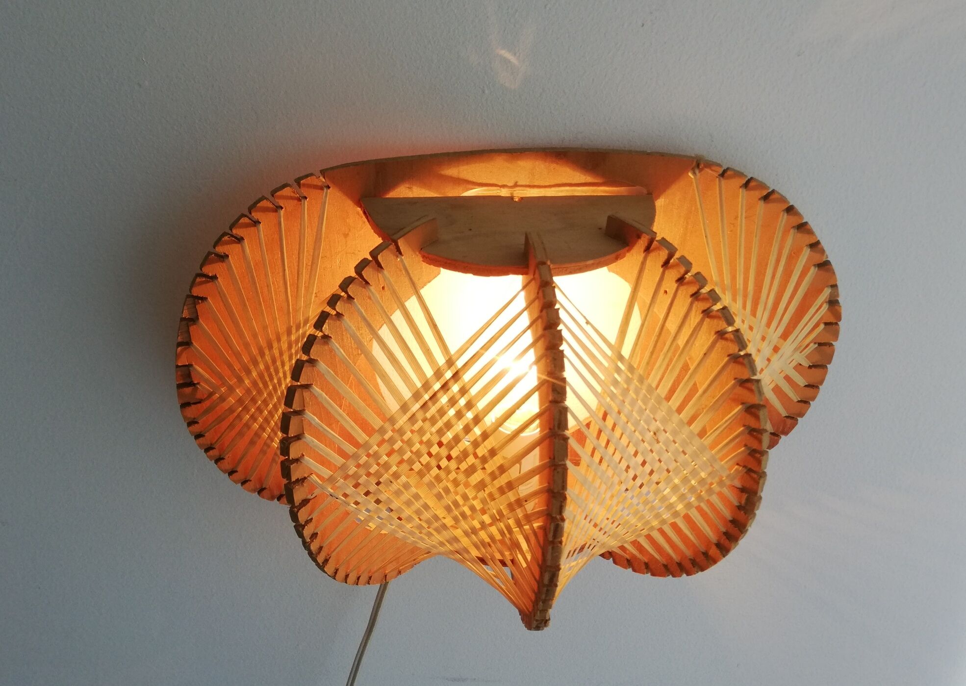 1960s wooden wall light sconce
