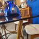 70s smoked glass and rattan table