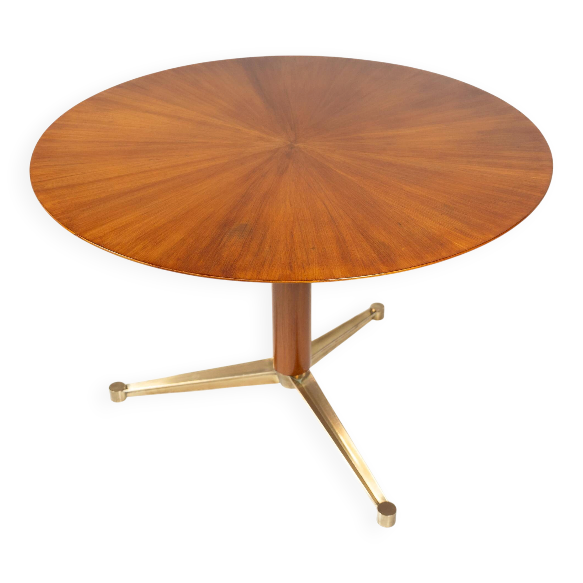 Dining table by Melchiorre Bega, brass and wood, Italy, 1950s.