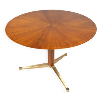 Dining table by Melchiorre Bega, brass and wood, Italy, 1950s.