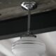 Art Deco pendant light, chrome metal suspension and glass globe, ceiling lamp.