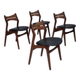 1960s, set of 4 reupholstered Danish dining chairs, design by Erik Buck.