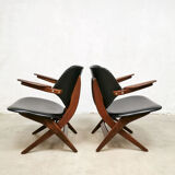 Set of 2 vintage Webe scissor Pelican armchairs by Louis van Teeffelen