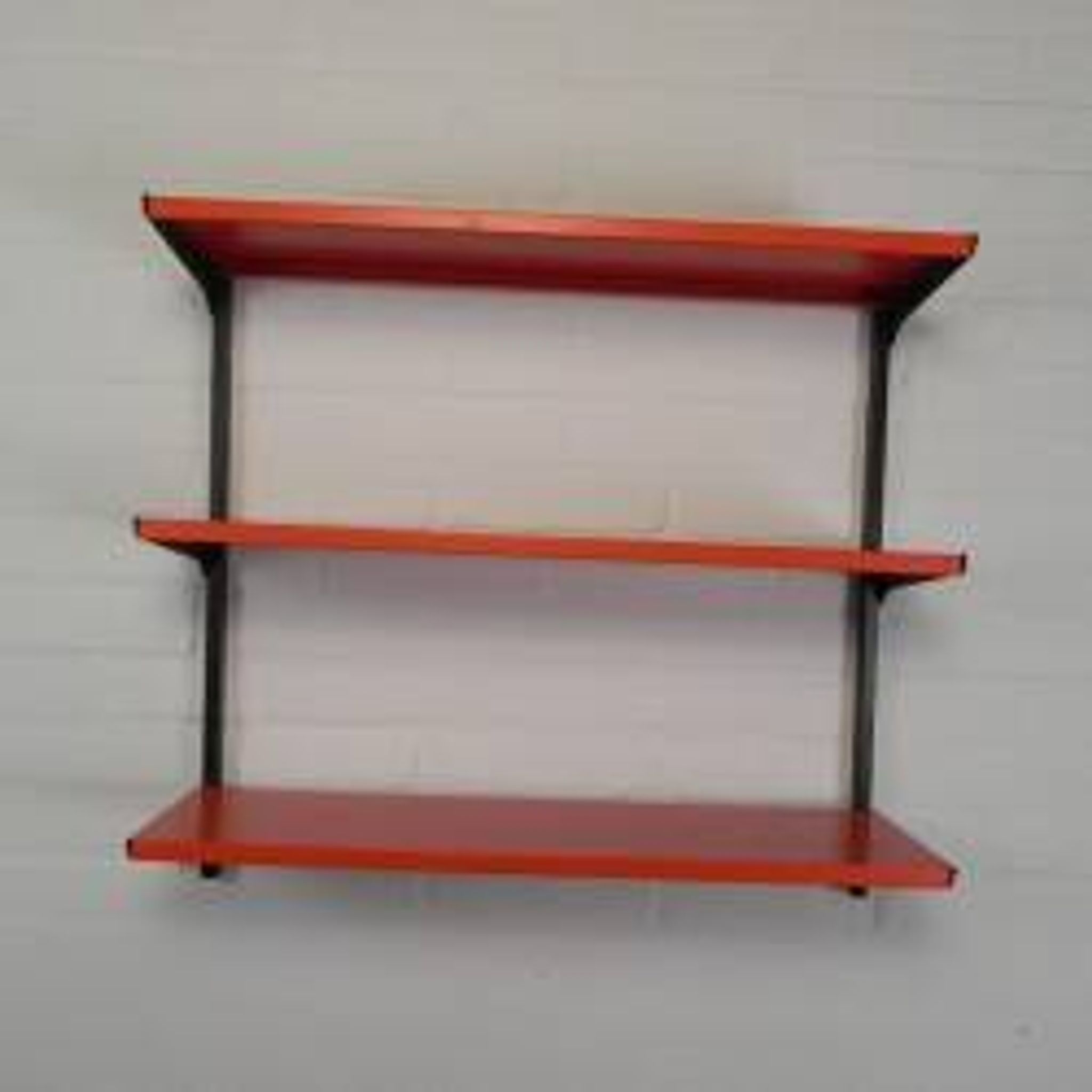 Tomado Holland - A. Dekker wall shelf, orange and black, 1970s