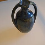 Iridescent Pierrefonds stoneware amphora vase, Art Deco, 1930, signed