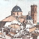 Altea in Spain View of the Church Etching