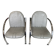 Pair of Souvignet armchairs, grey leather, chrome, 1980.