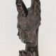 Buste en bois de femme à coiffe florale travail sculptural des années 60-70