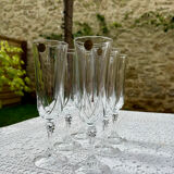 Lot of 6 Cristal d'Arques Auteuil champagne glasses.