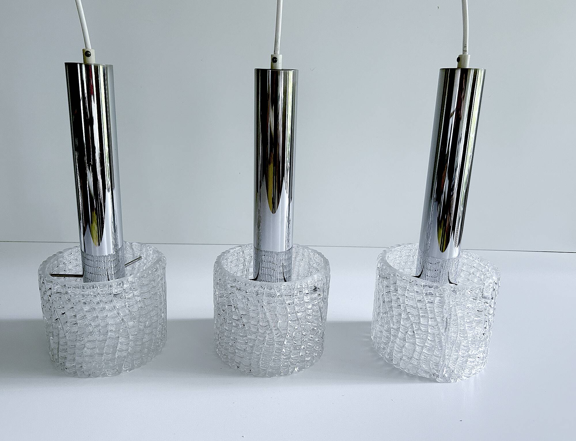 Set of 3 Vintage Murano Glass Pendant Lights