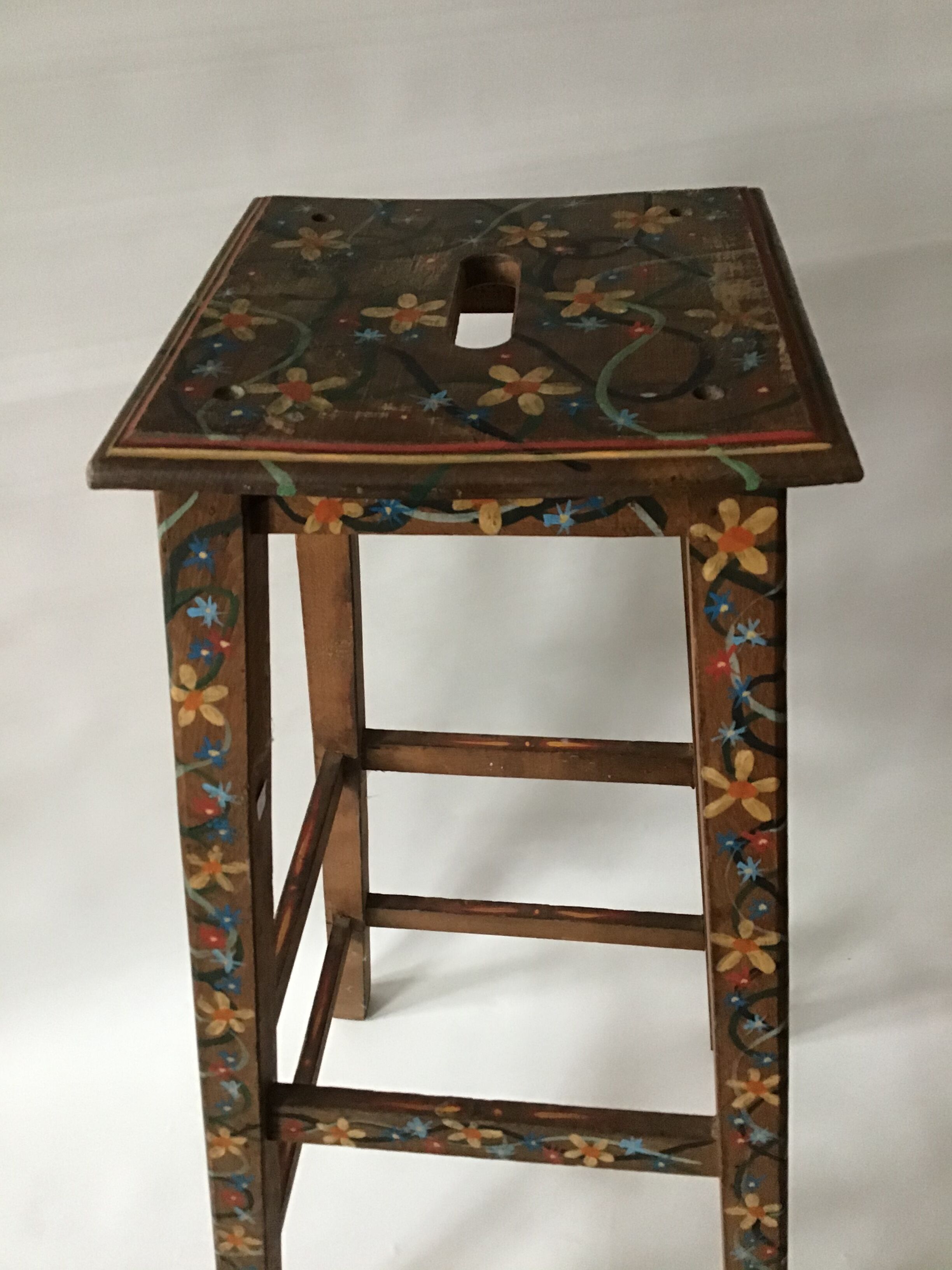 Painted wooden antique stool
