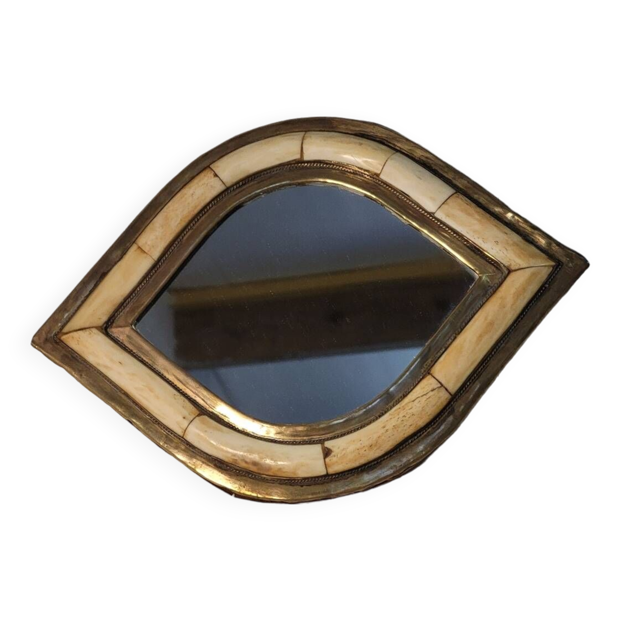 Brass and bone mirror