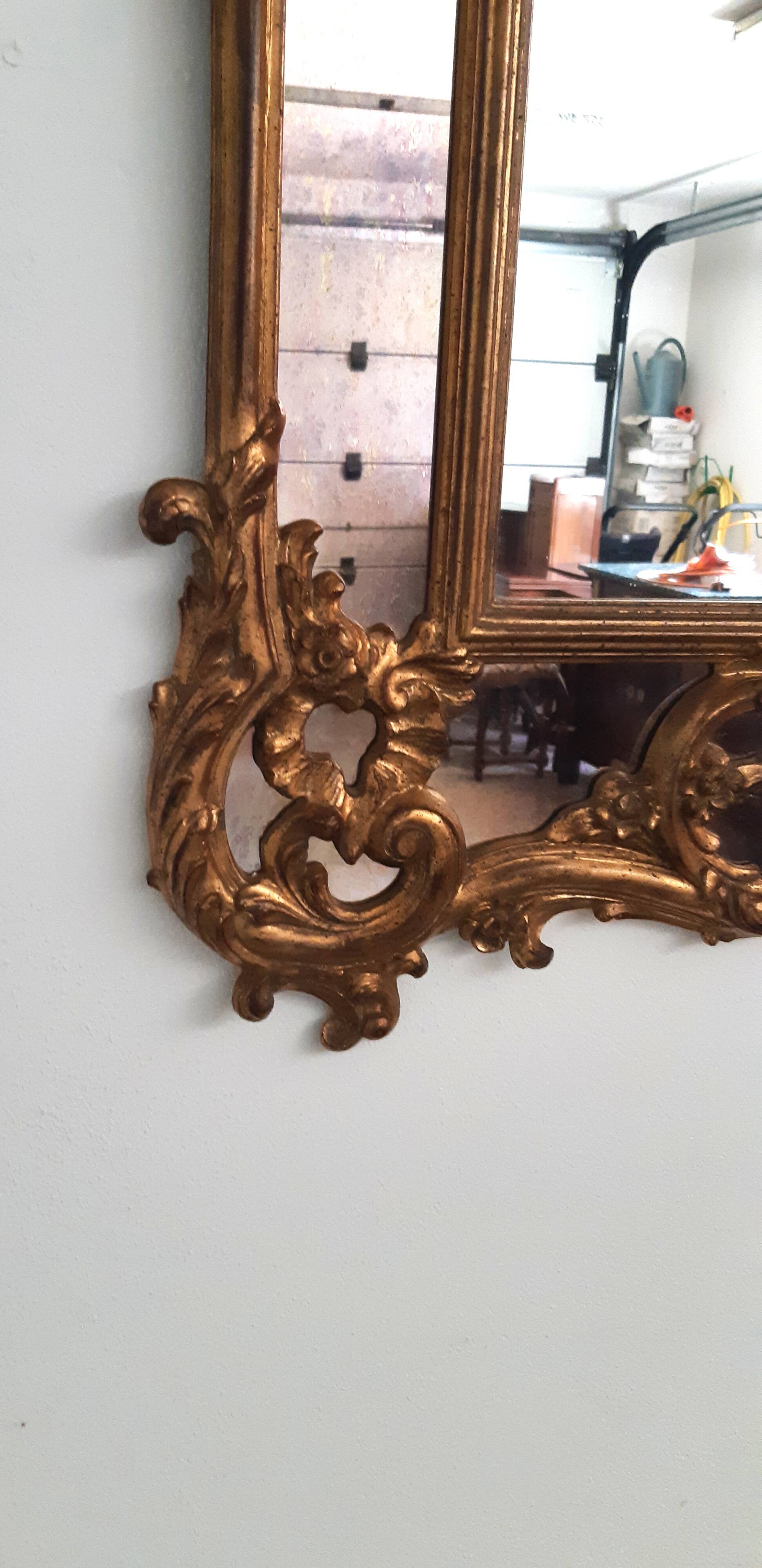Grand miroir italien moitié xxème bois doré exceptionnel
