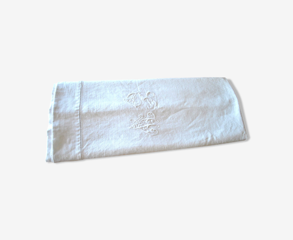 Draps vintage en coton monogrammé EW 140x230 *V*