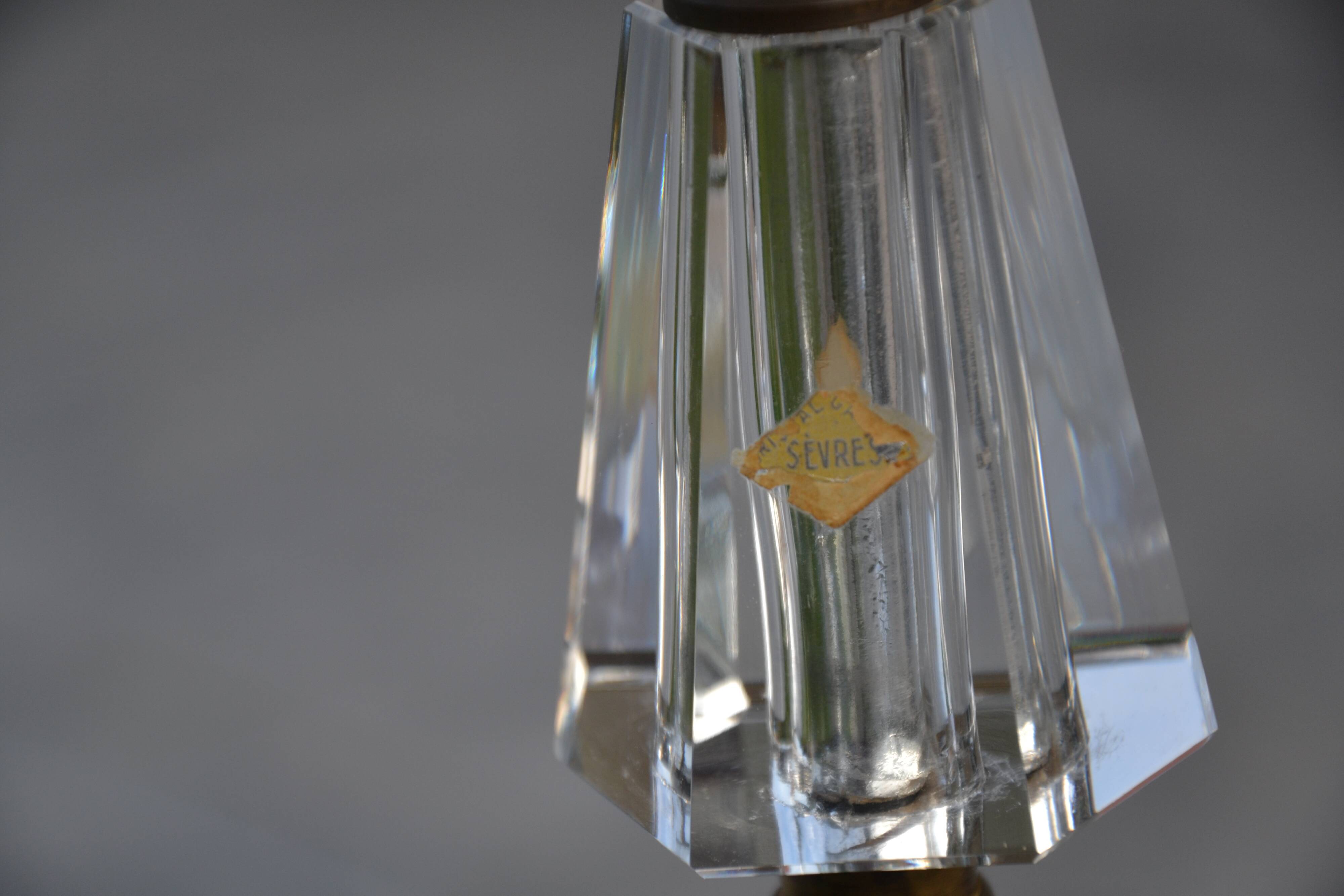 Vintage Sèvres crystal and wrought iron floor lamp from the 1950s