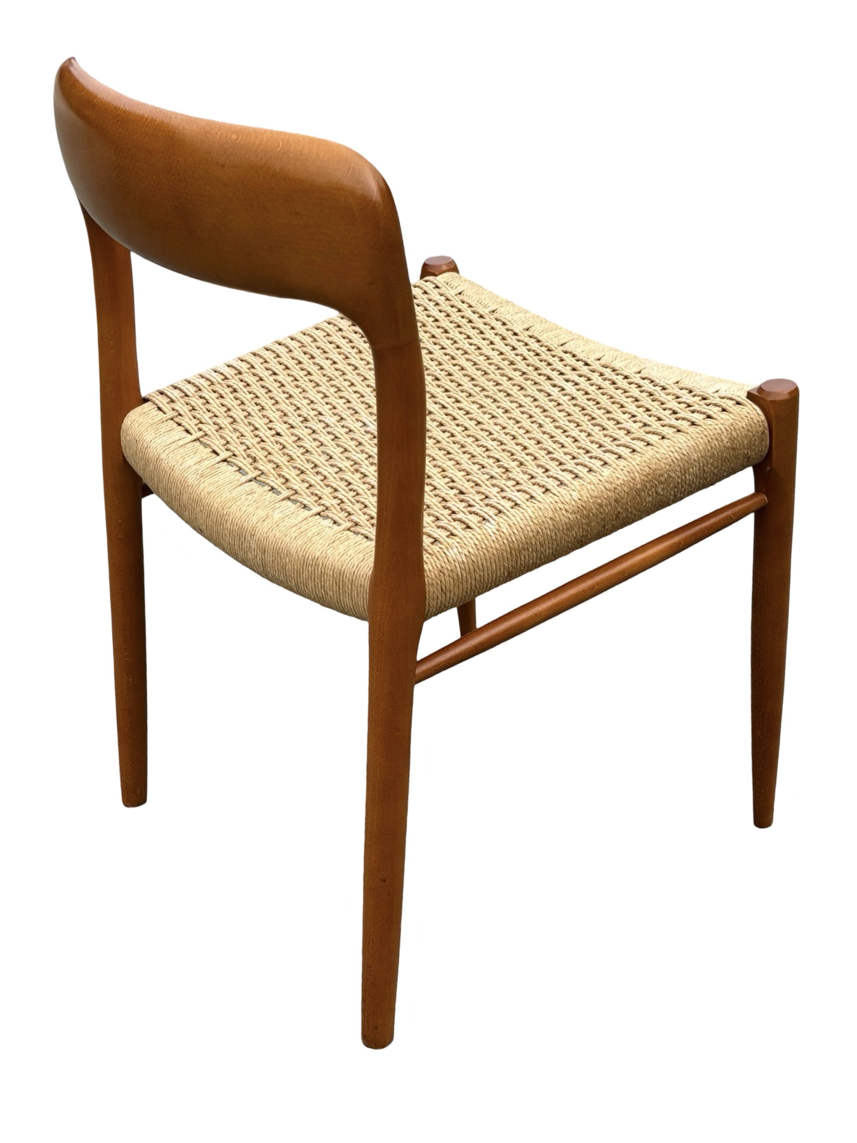 Set of 4 JL Moller model 75 chair by Niels Otto Moller Danish Design