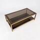 Belgo Chrome coffee table in brass and smoked mirror glass, 1970s.