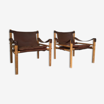 Pair of Sirocco Safari armchairs by Arne Norell, 1960s