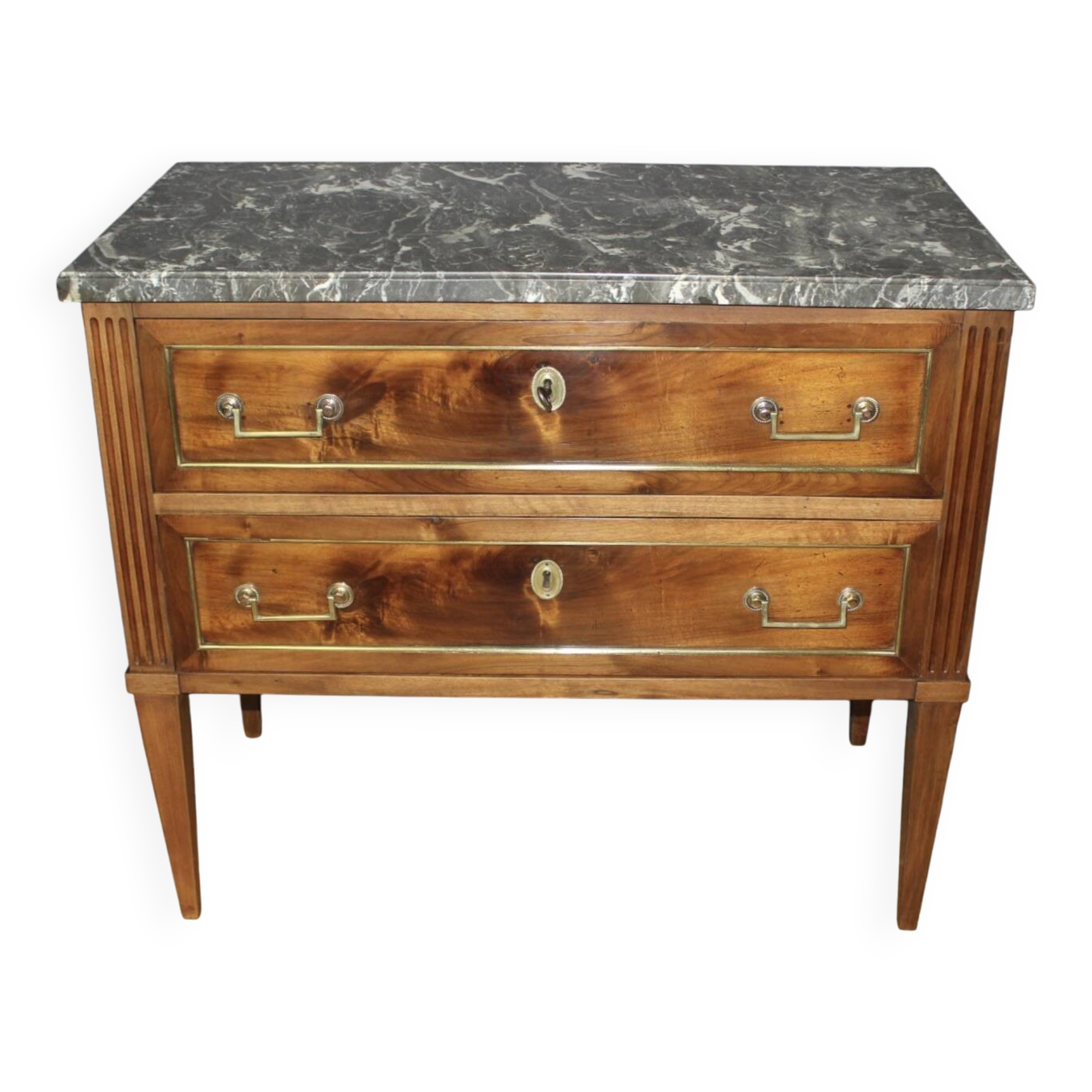 Commode Sauteuse Louis XVI en Noyer Fin XVIIIe