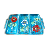 Glazed ceramic dish with flowers 50s