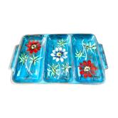 Plat céramique émaillée à fleurs années 50