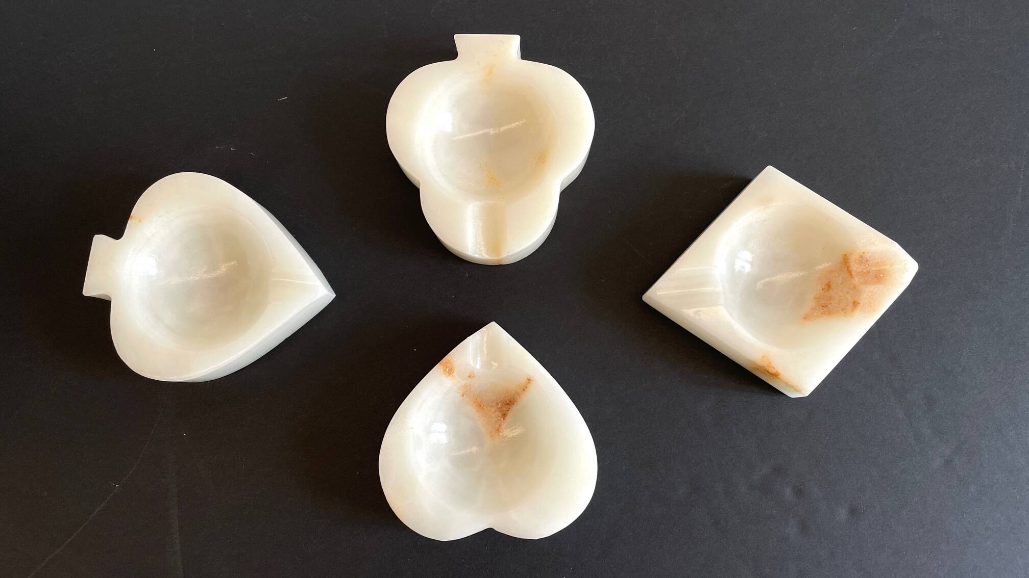 Vintage playing cards onyx ashtrays