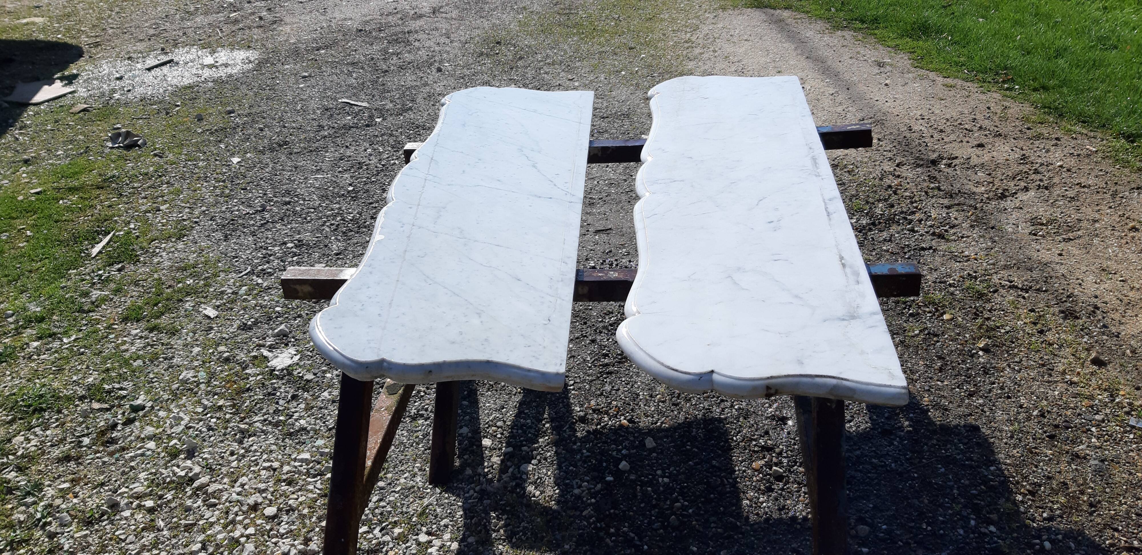 Pair of White Marble Shelves