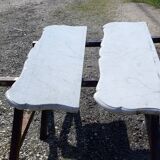 Pair of White Marble Shelves