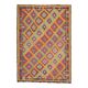 1970s Vintage Turkish Oushak Handmade Wool Cotton Red Area Rug 155x224