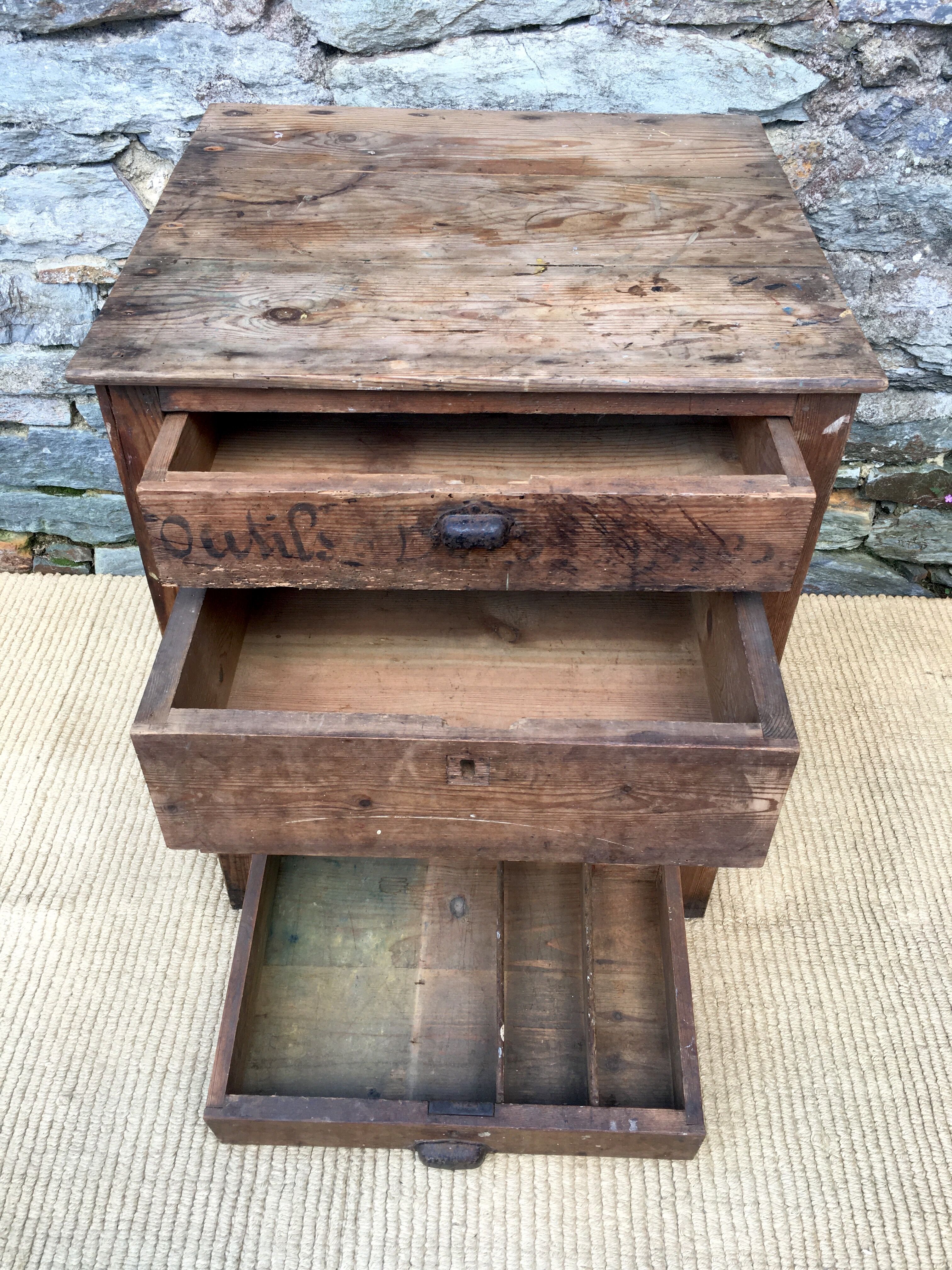 Old wooden workshop cabinet