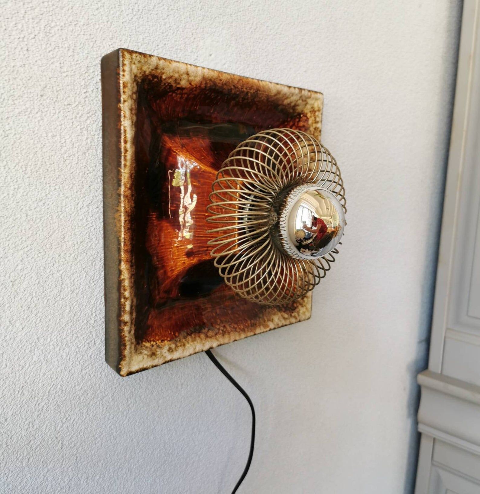 Vintage 1970s ceramic lava applied