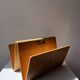Vintage curved plywood magazine rack, W shape, Alvar Aalto style.