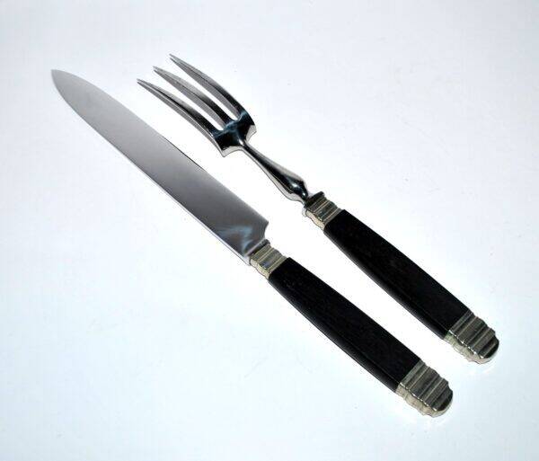 NILOX Stainless steel and ebony meat cover Empire knife + fork set
