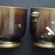 Pair of decorative pots inlays Japan signed early 20th century