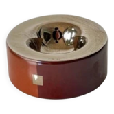 Two-tone & metallic porcelain ashtray, French design 1970