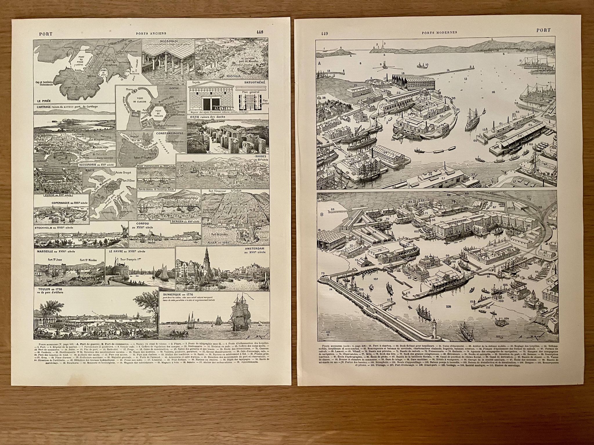 Lot de 2 lithographies sur les ports de 1897